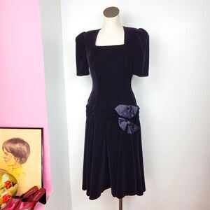 Vintage 90s Black Velvet Party Dress